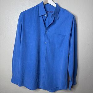 Bugatchi Uomo Shirt Mens Large Blue Button Up Long Sleeve Pocket Classic Casual